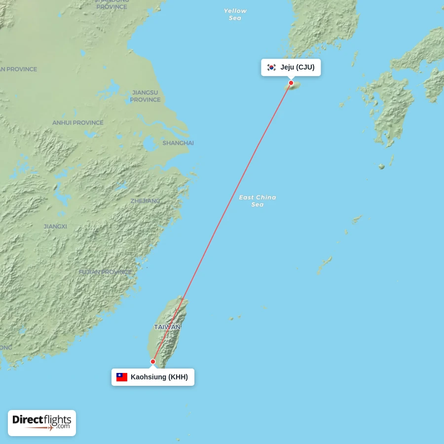 CJU - KHH route map