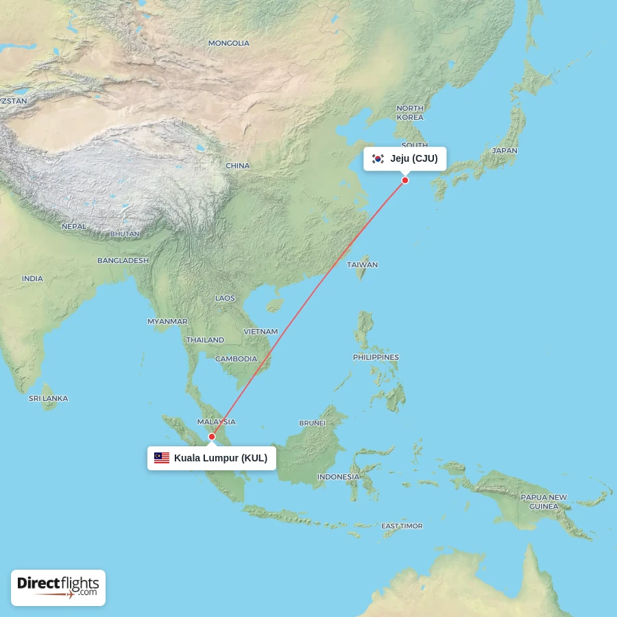 CJU - KUL route map