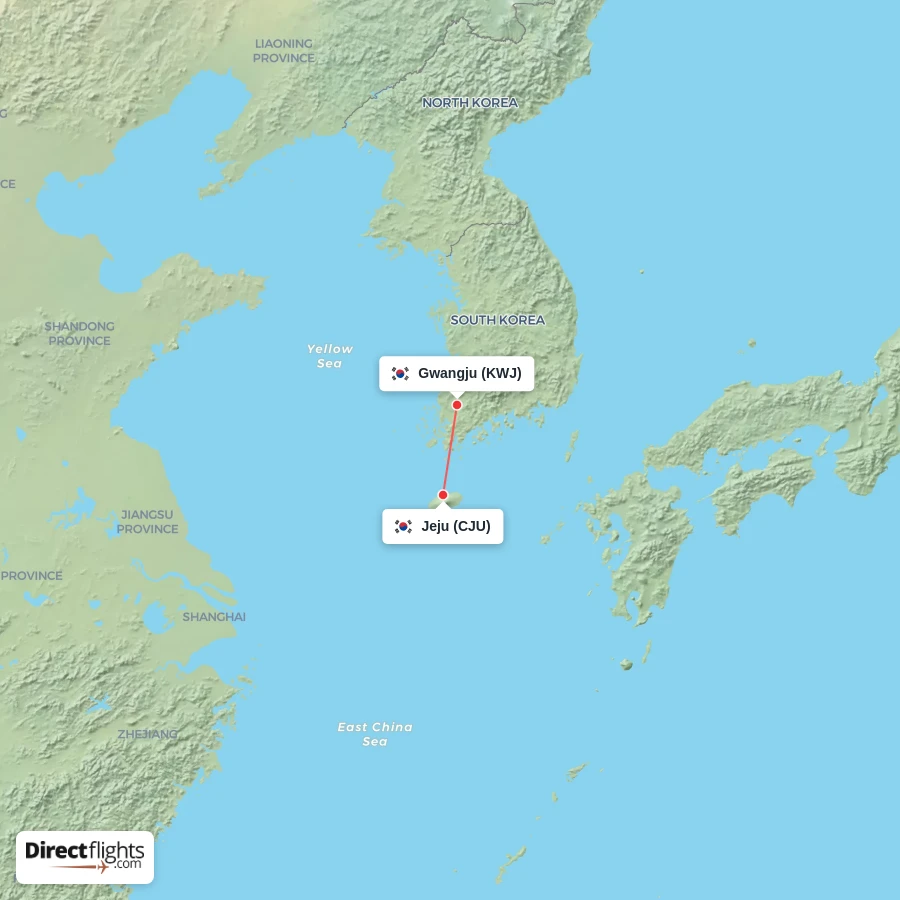 CJU - KWJ route map