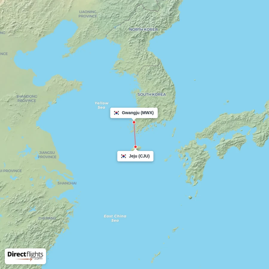 CJU - MWX route map