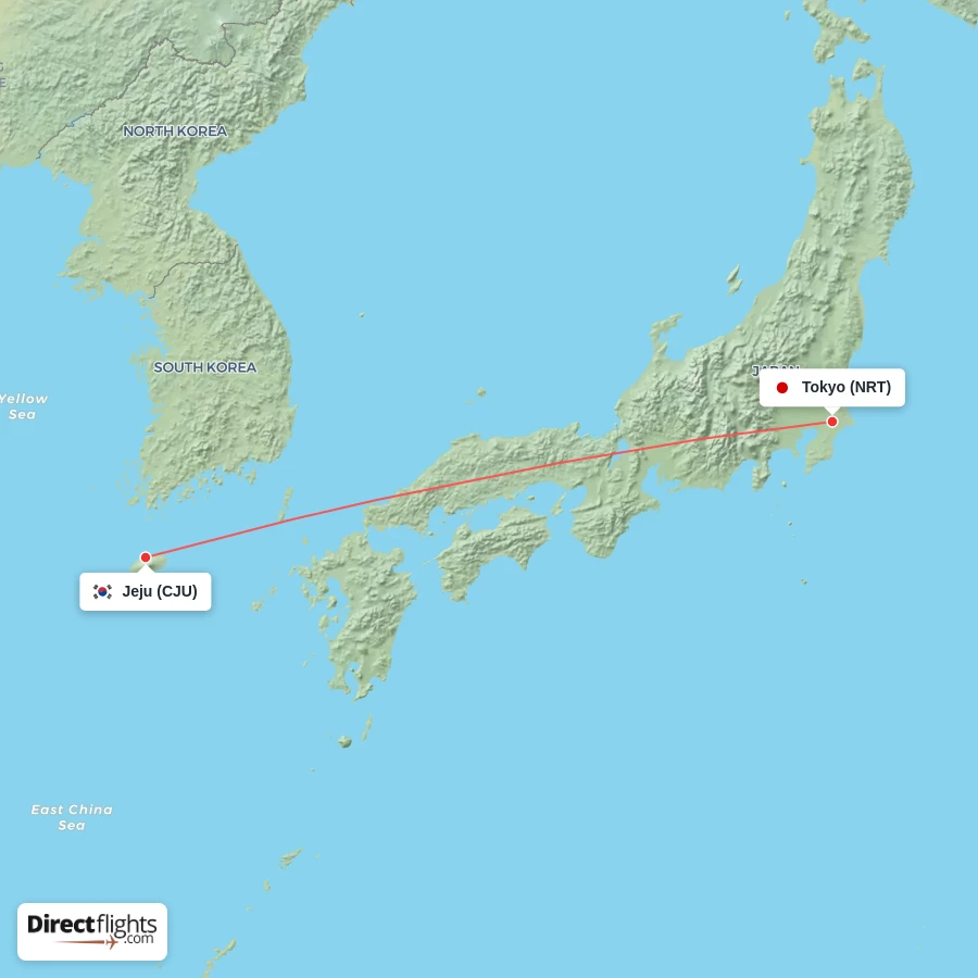 CJU - NRT route map