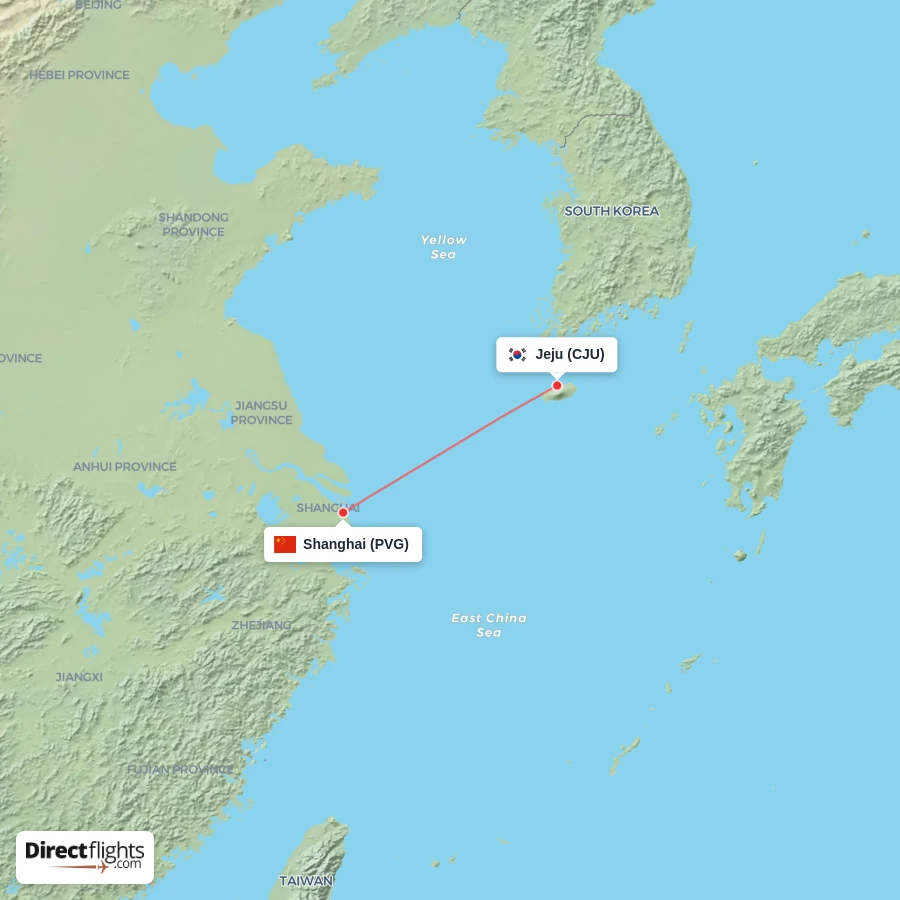 CJU - PVG route map
