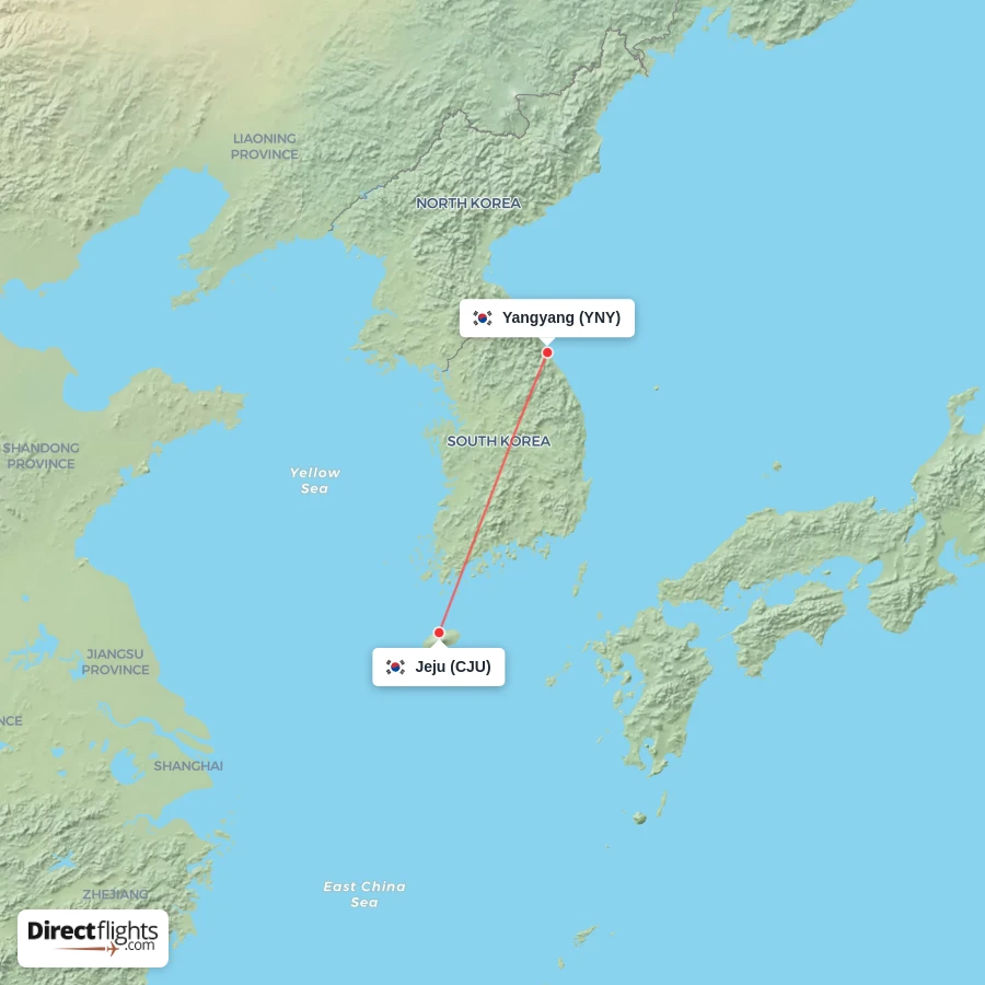 CJU - YNY route map