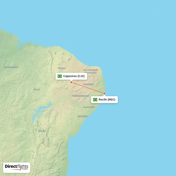 Cajazeiras - Recife direct flight map