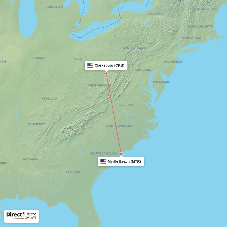 CKB - MYR route map