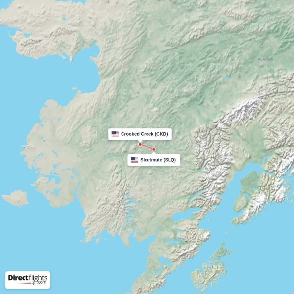 Crooked Creek - Sleetmute direct flight map
