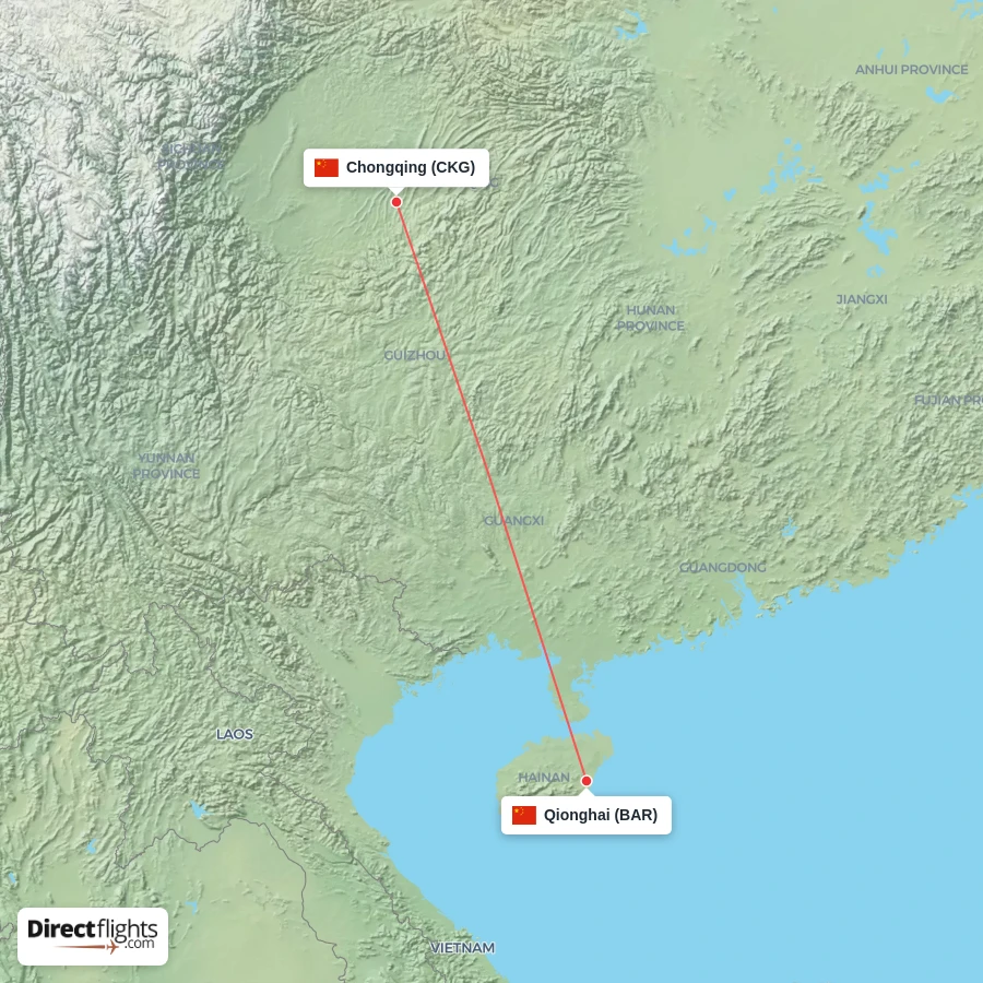 CKG - BAR route map