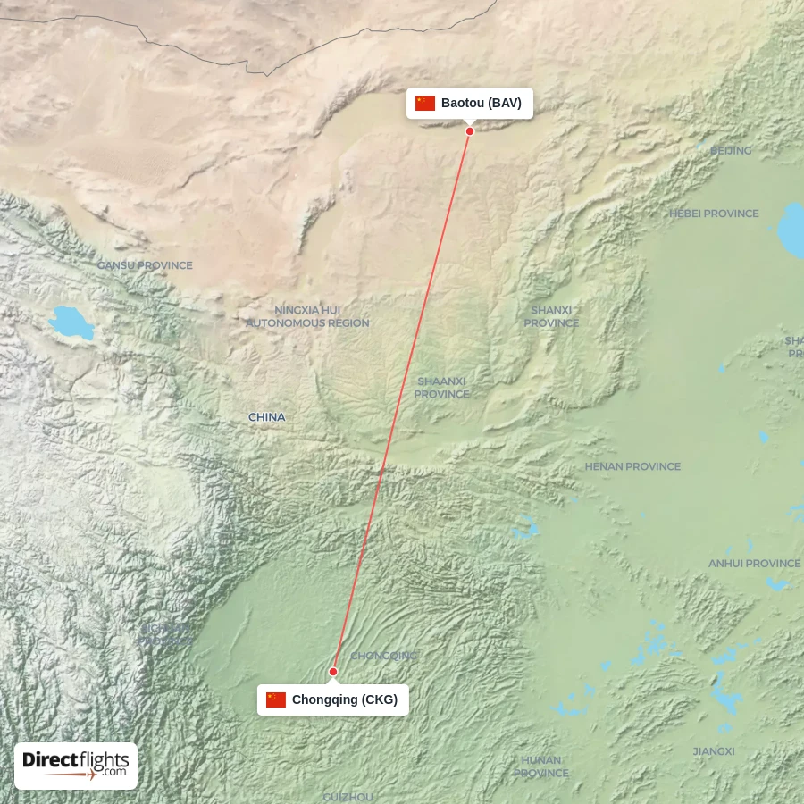CKG - BAV route map