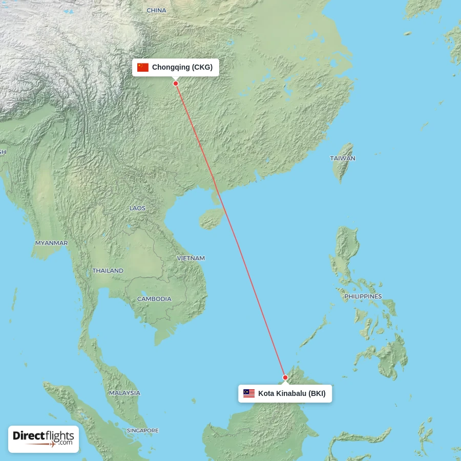 CKG - BKI route map