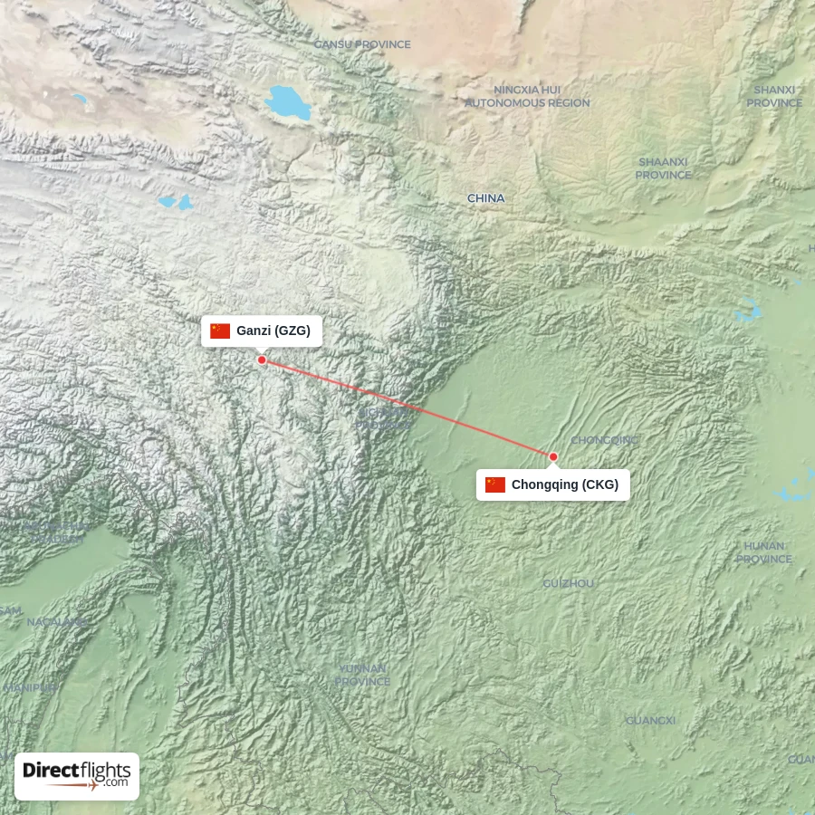 CKG - GZG route map