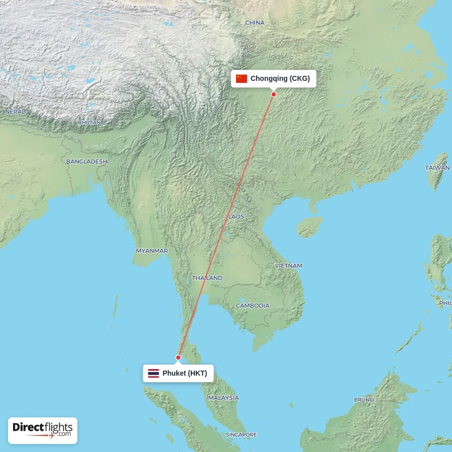 CKG - HKT route map