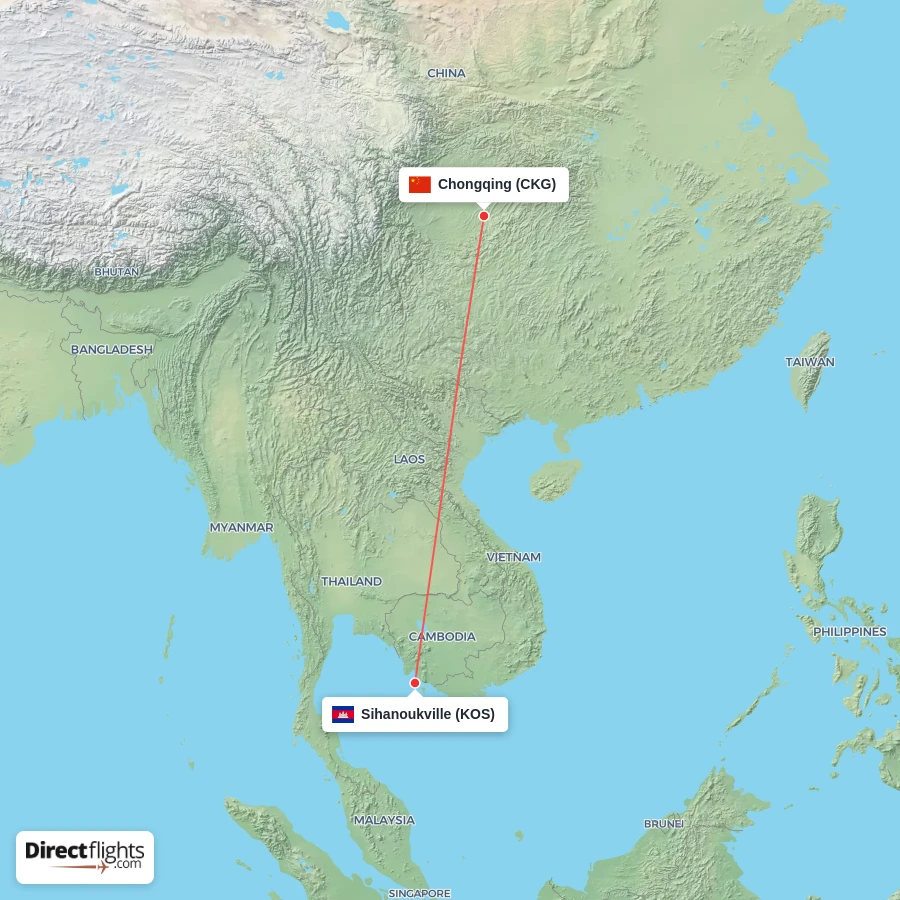 CKG - KOS route map
