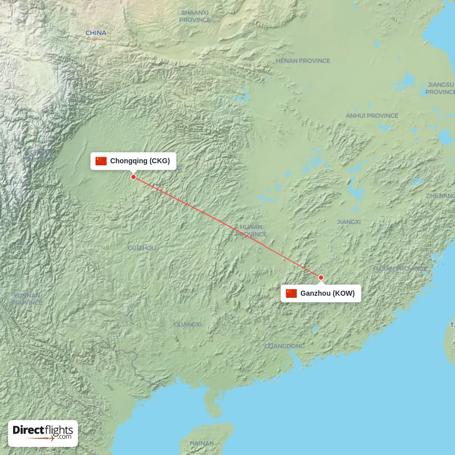CKG - KOW route map