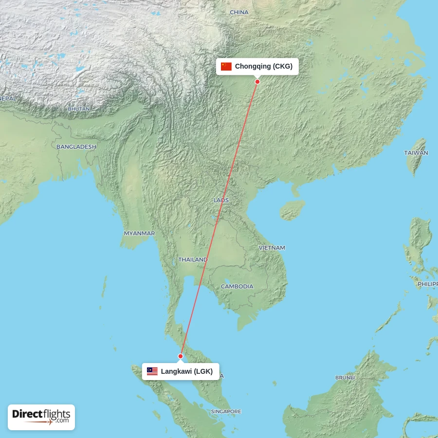 CKG - LGK route map