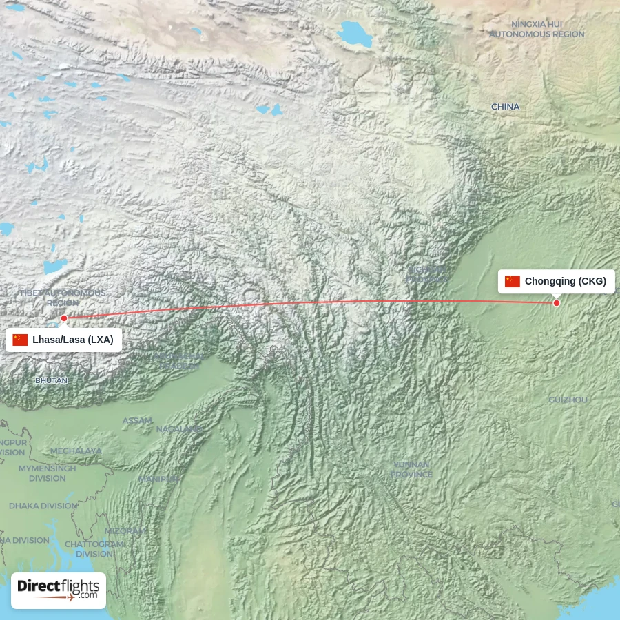 CKG - LXA route map