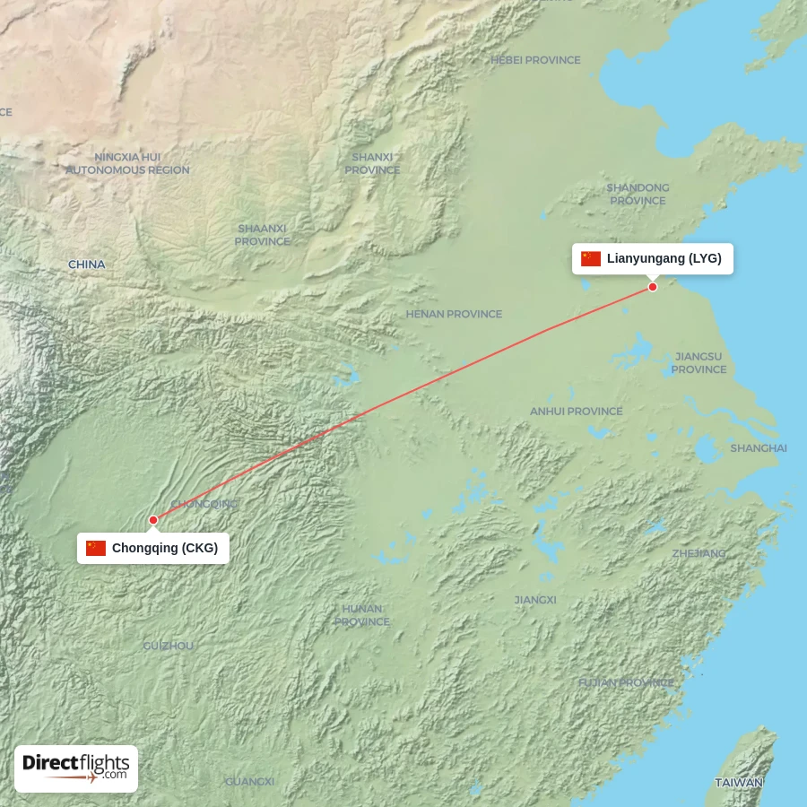 CKG - LYG route map