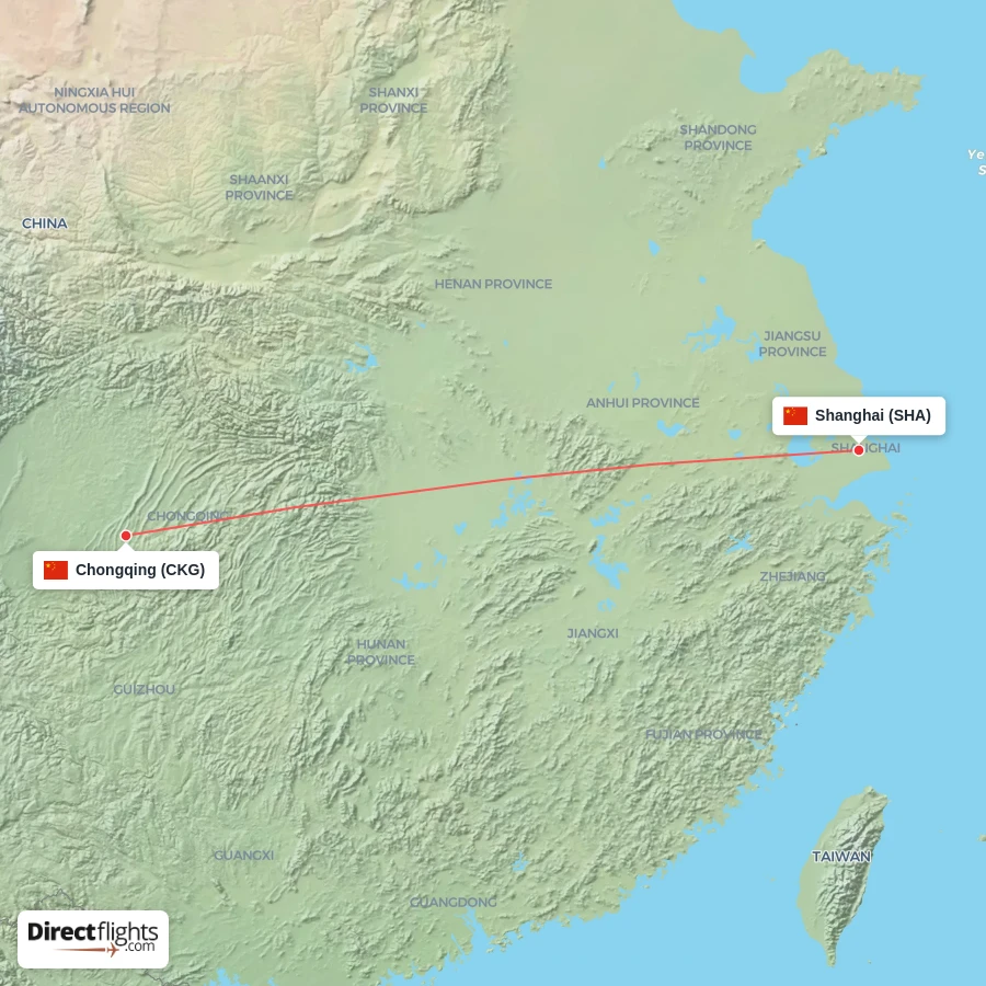CKG - SHA route map