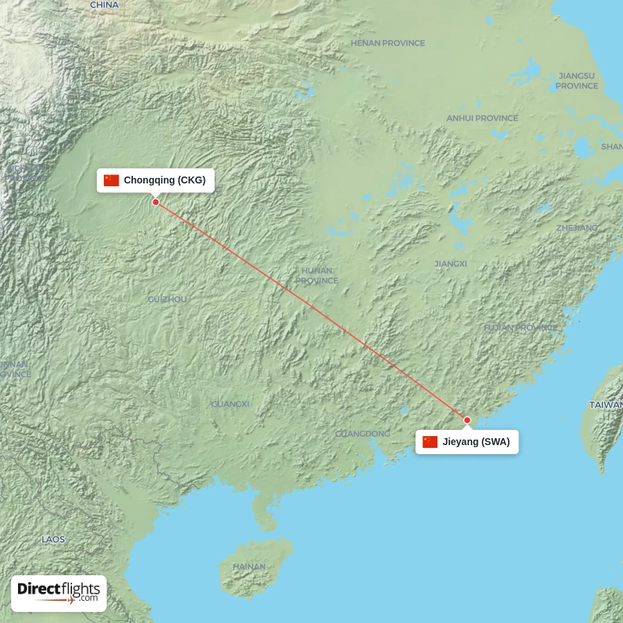 CKG - SWA route map