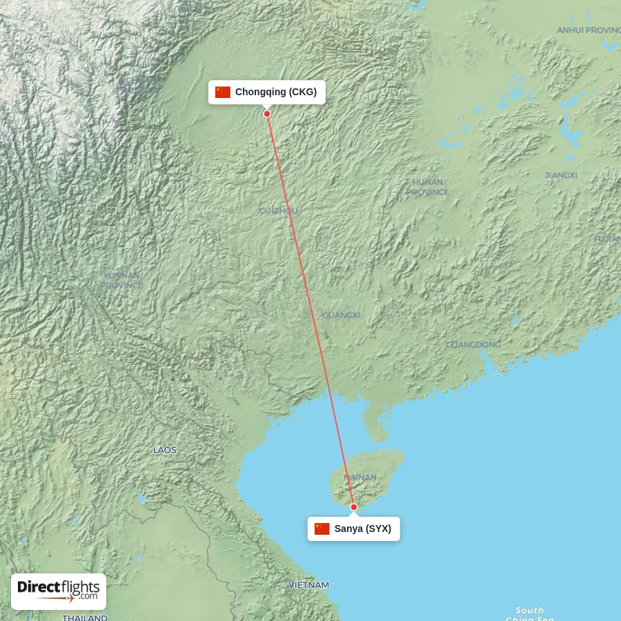 CKG - SYX route map