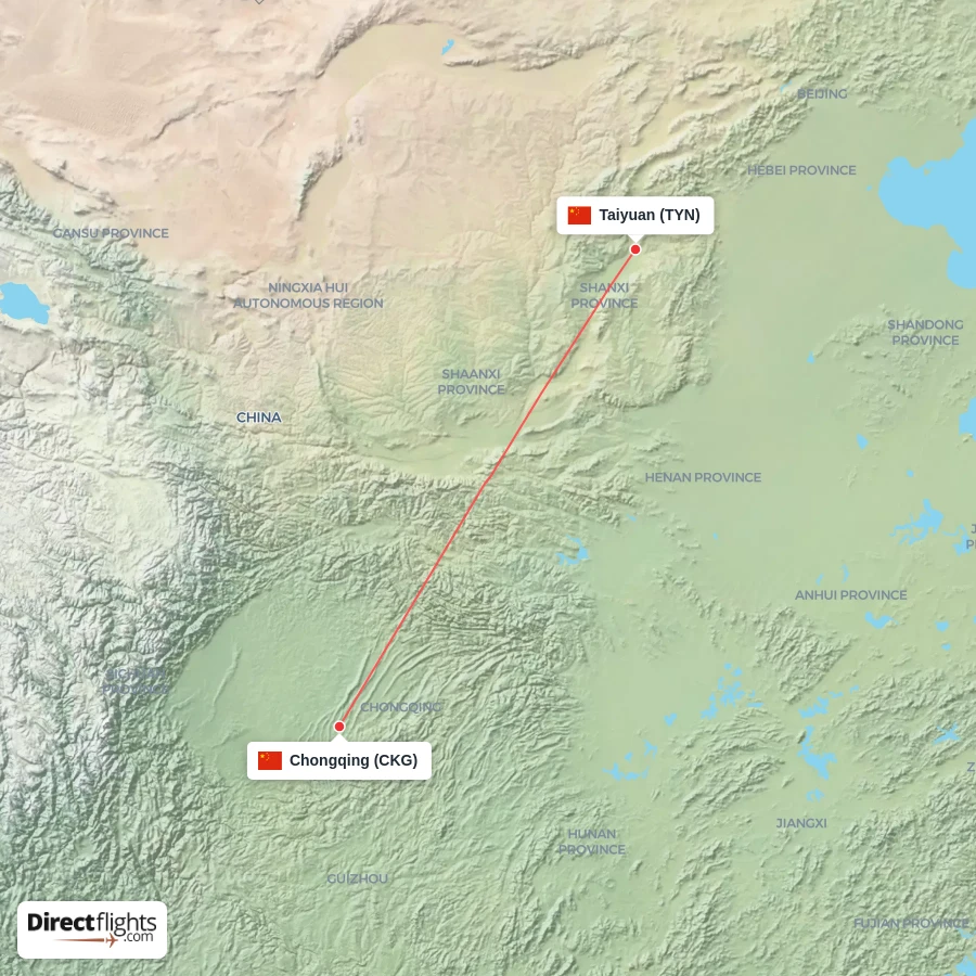 CKG - TYN route map
