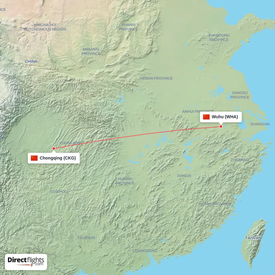 CKG - WHA route map