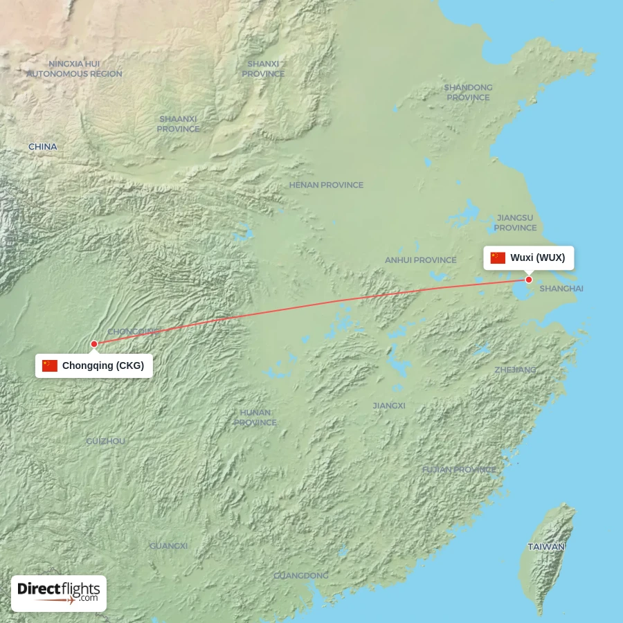 CKG - WUX route map