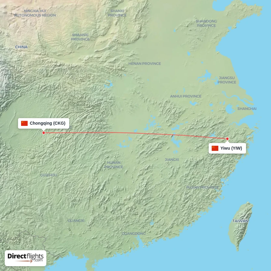 CKG - YIW route map