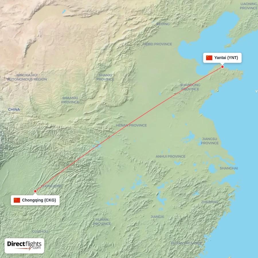 CKG - YNT route map