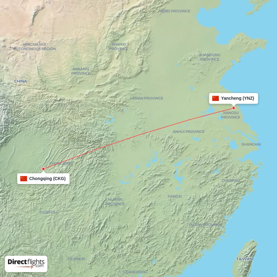 CKG - YNZ route map