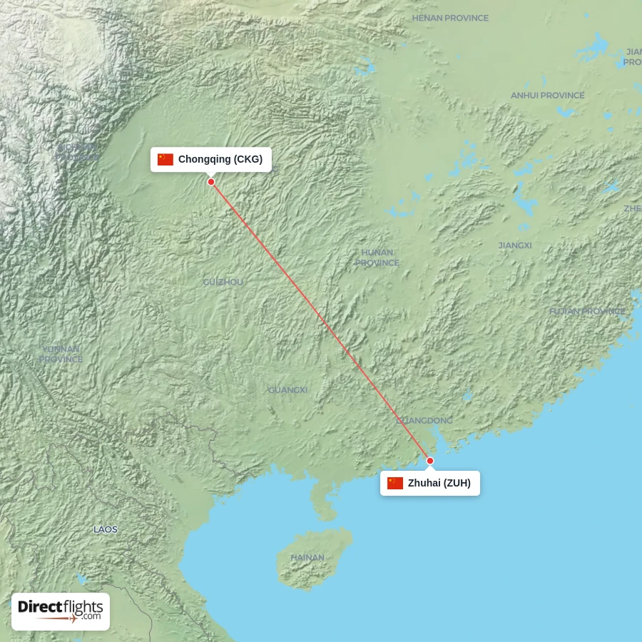 CKG - ZUH route map