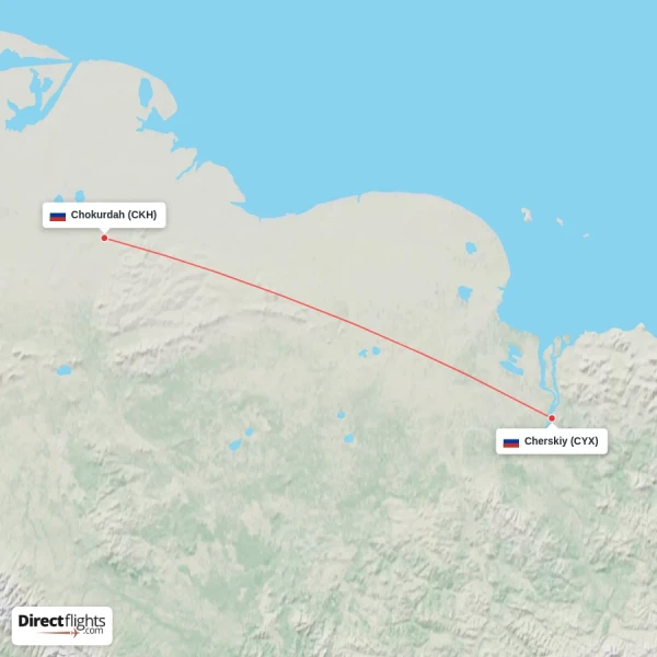 Chokurdah - Cherskiy direct flight map