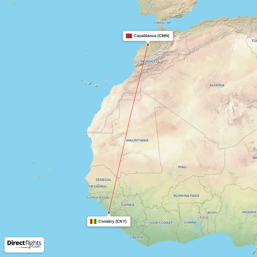 CKY - CMN route map