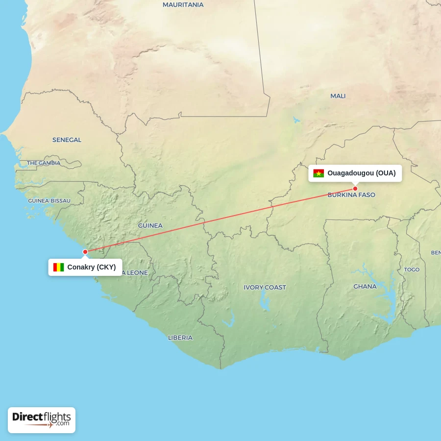 CKY - OUA route map
