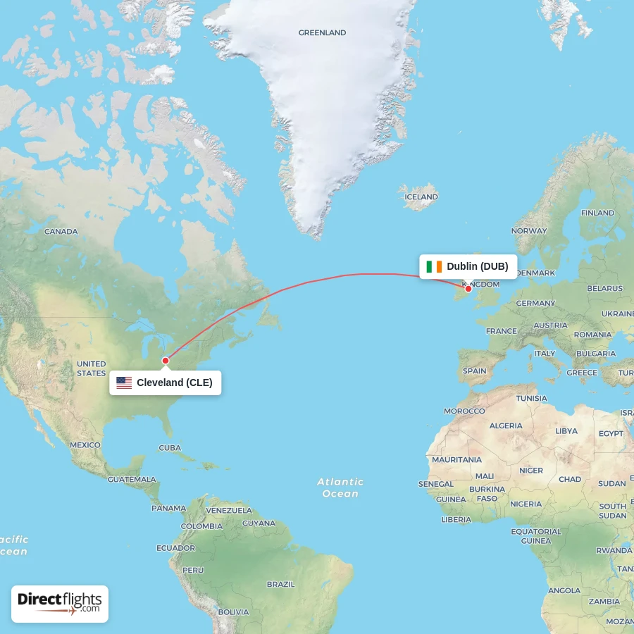 CLE - DUB route map