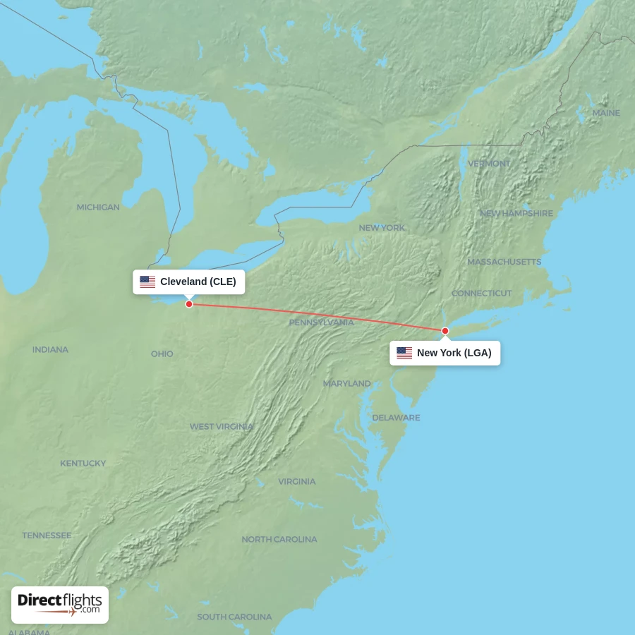 CLE - LGA route map