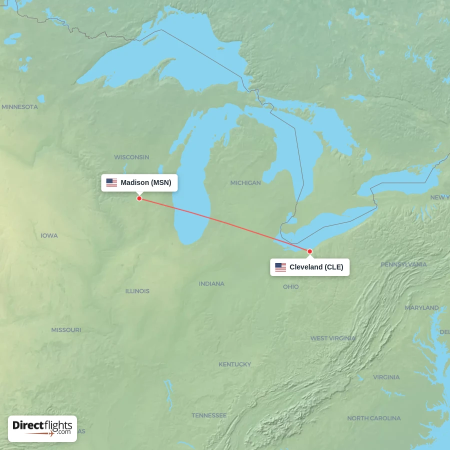 CLE - MSN route map