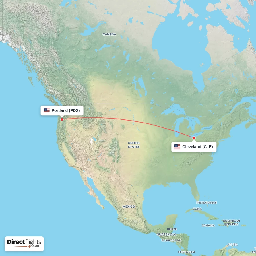 CLE - PDX route map