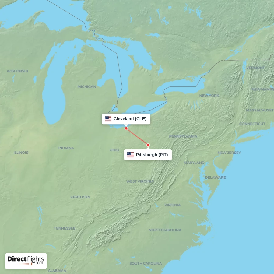 CLE - PIT route map