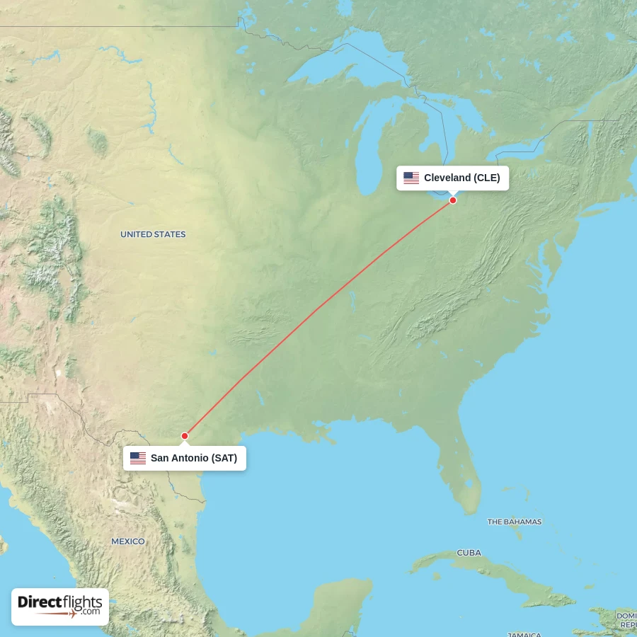 CLE - SAT route map
