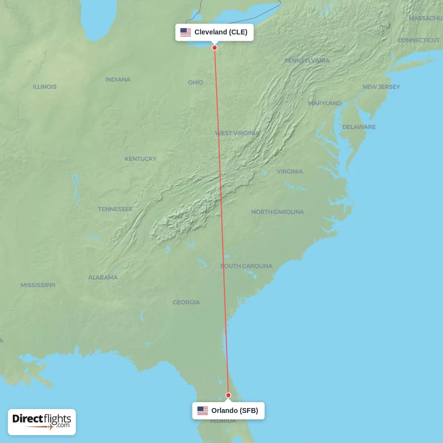 CLE - SFB route map