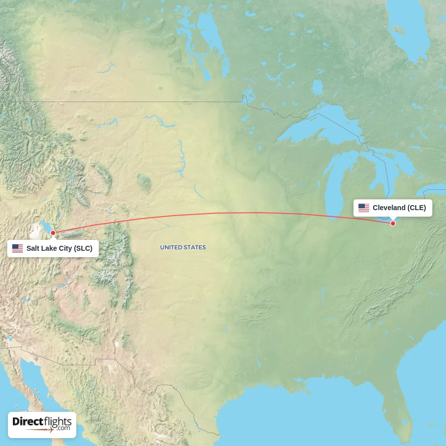 CLE - SLC route map
