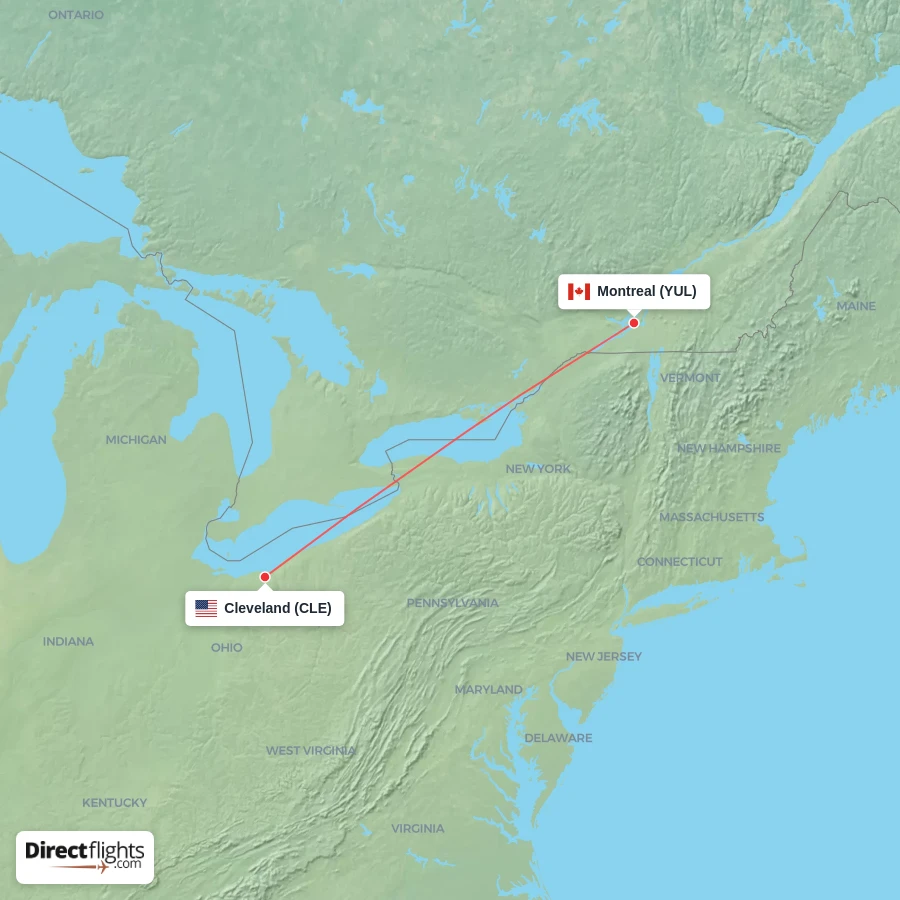 CLE - YUL route map