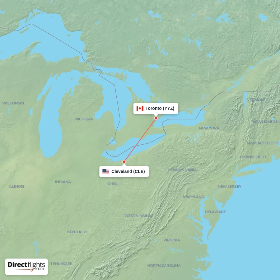 CLE - YYZ route map