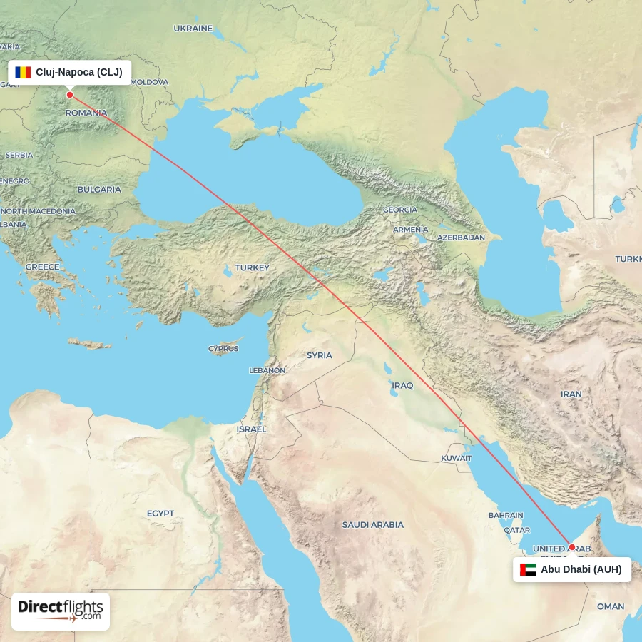 CLJ - AUH route map