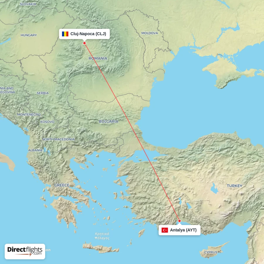CLJ - AYT route map