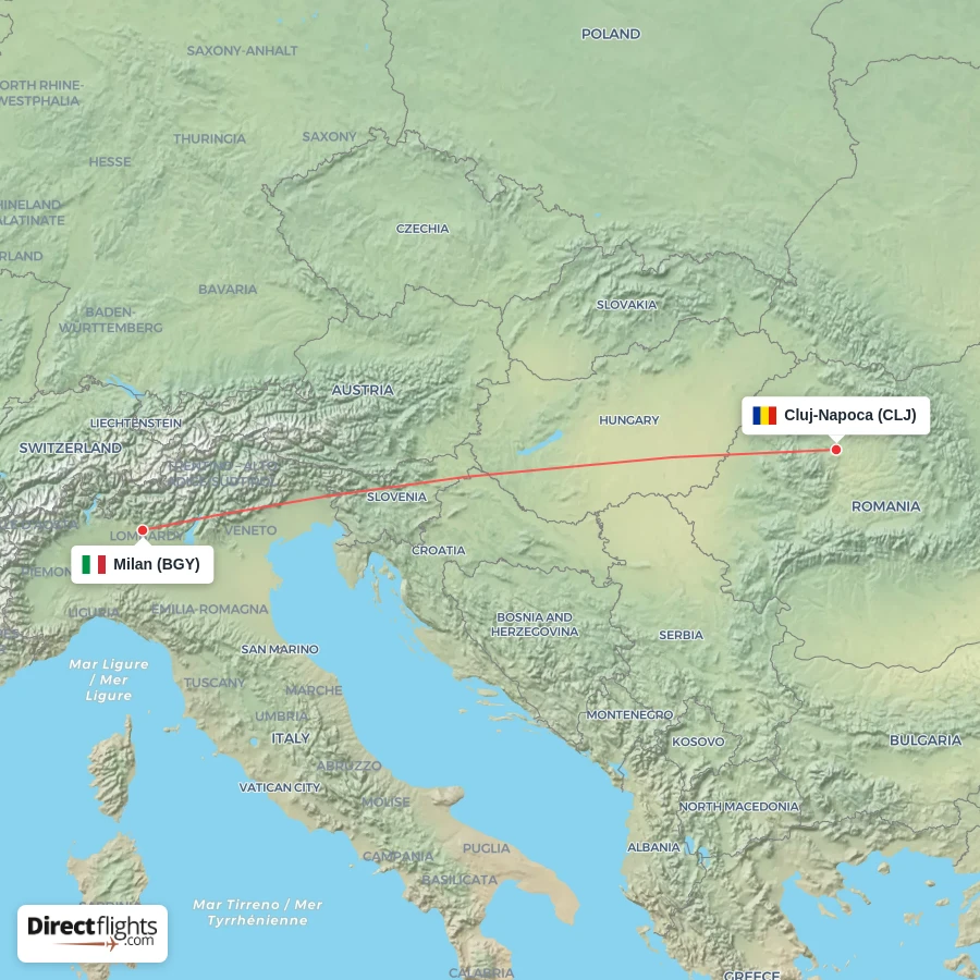 CLJ - BGY route map