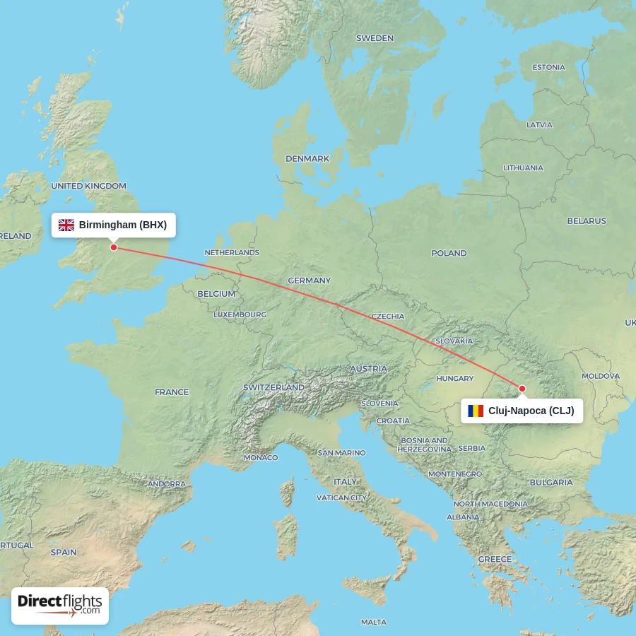 CLJ - BHX route map