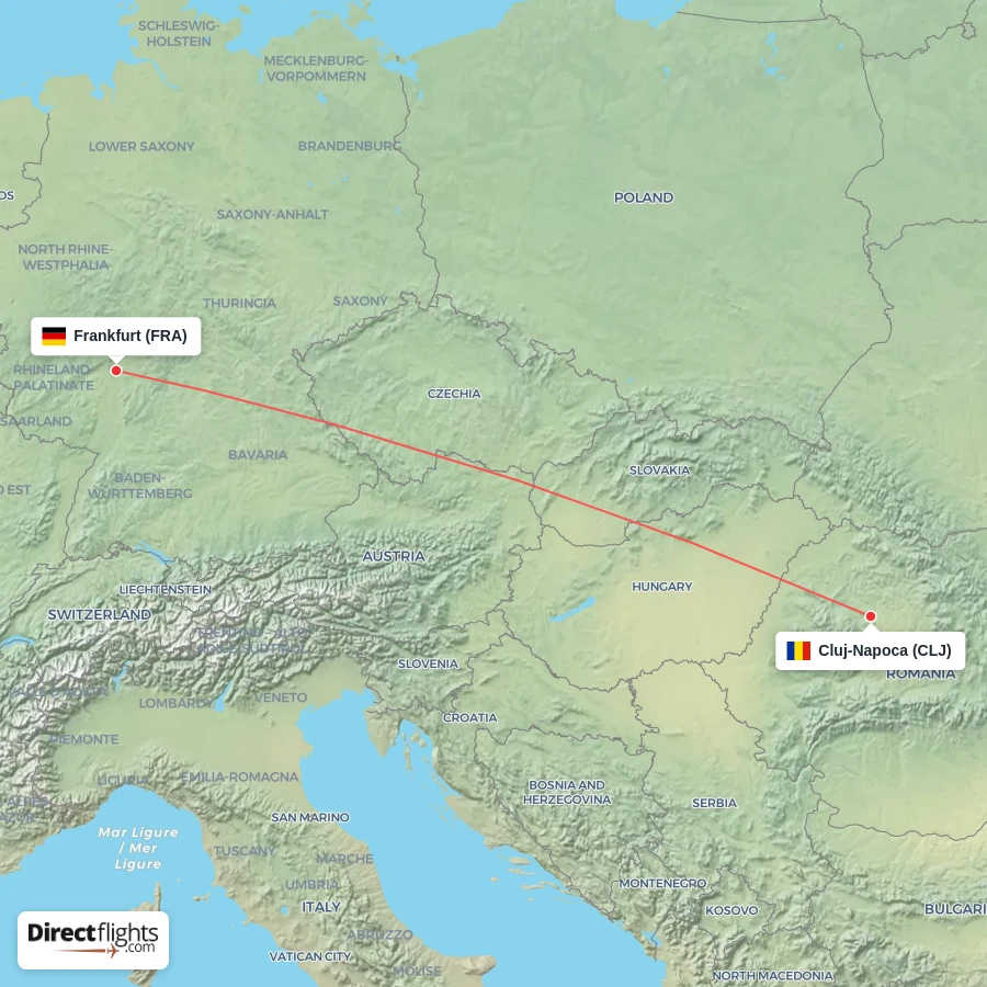 CLJ - FRA route map