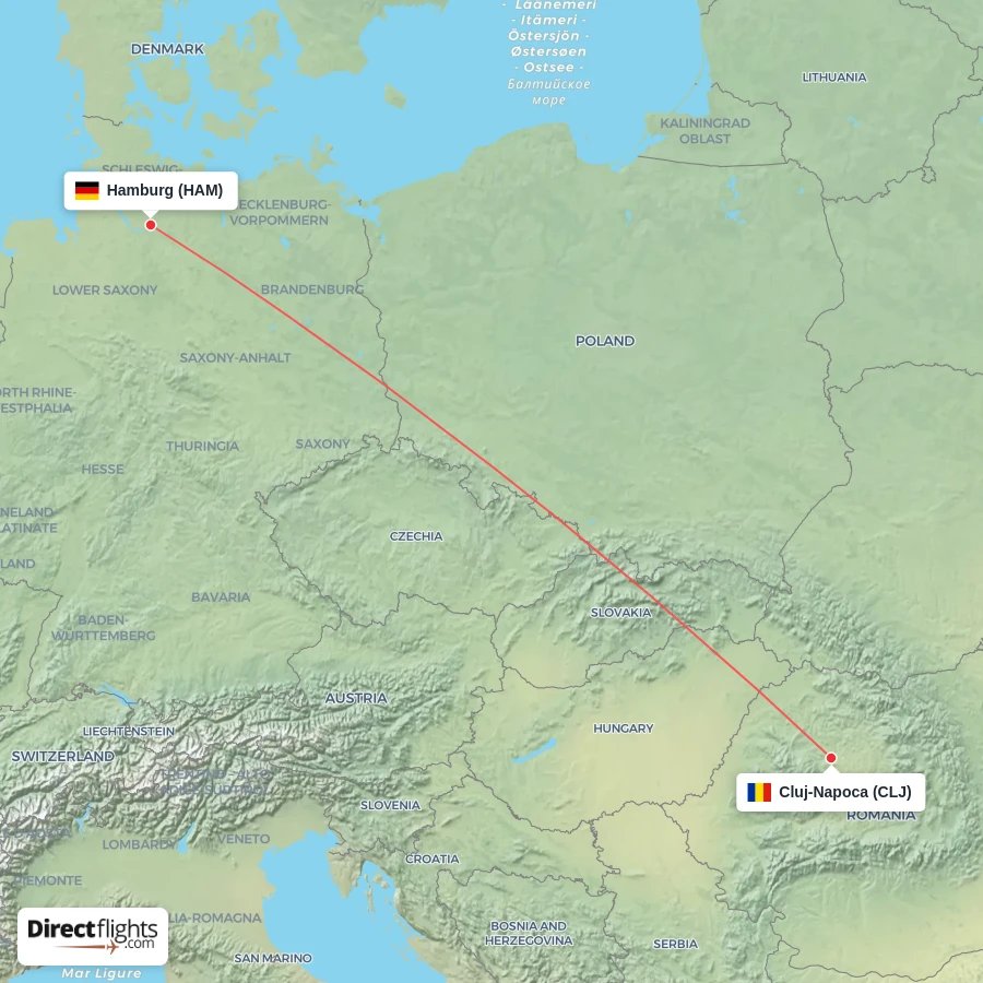 CLJ - HAM route map