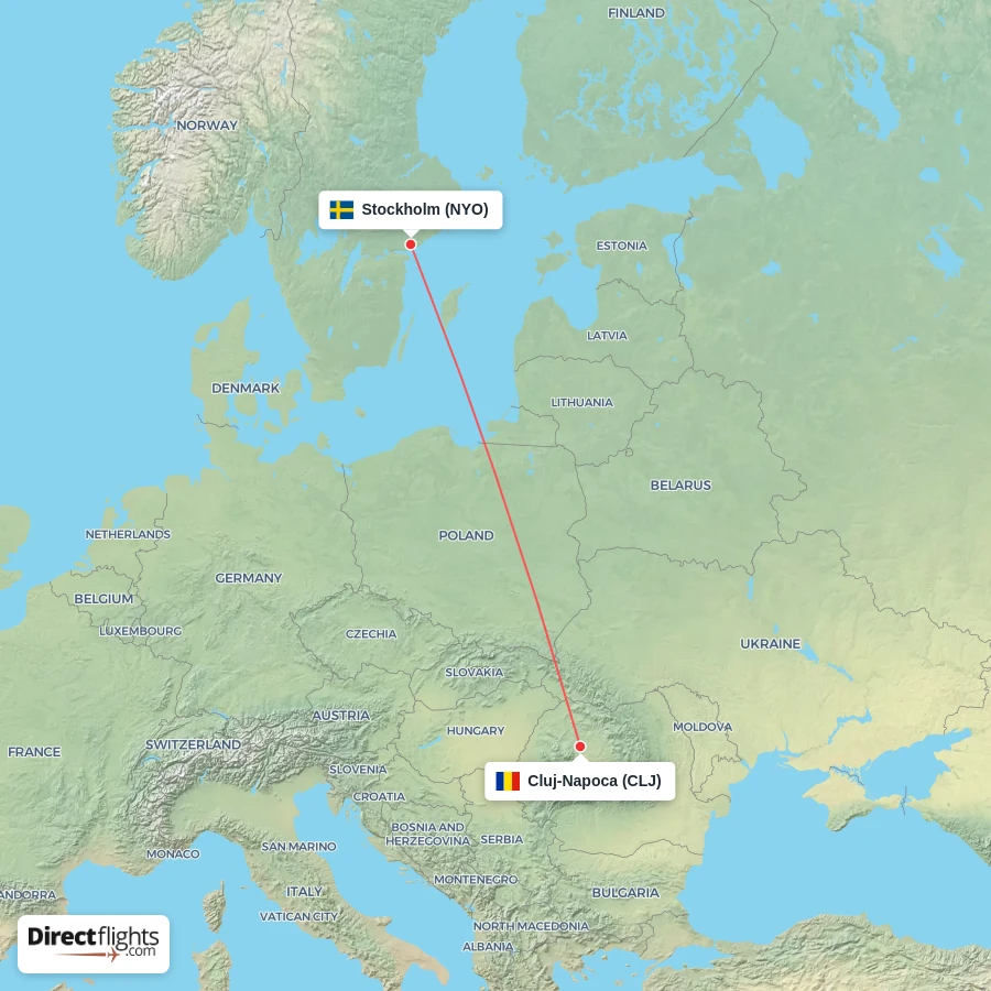CLJ - NYO route map